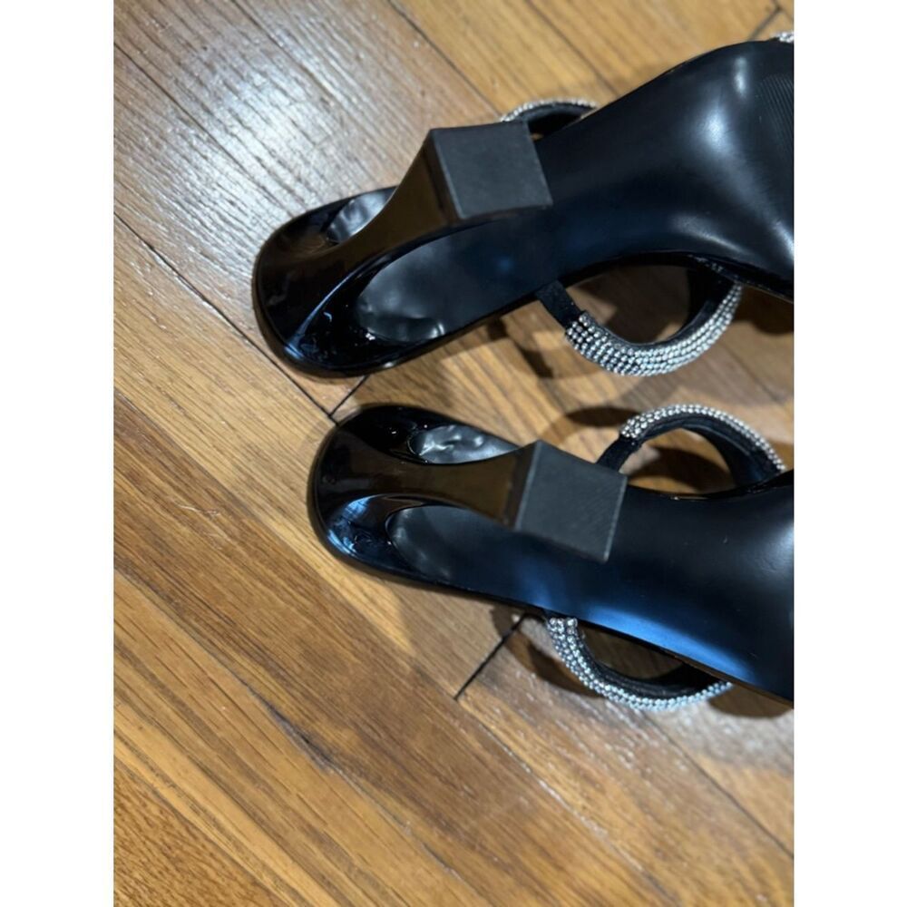 Revolve Steve Madden Metallic Harperr Black Crystal Embellished Heeled Sandals - Picture 12 of 13